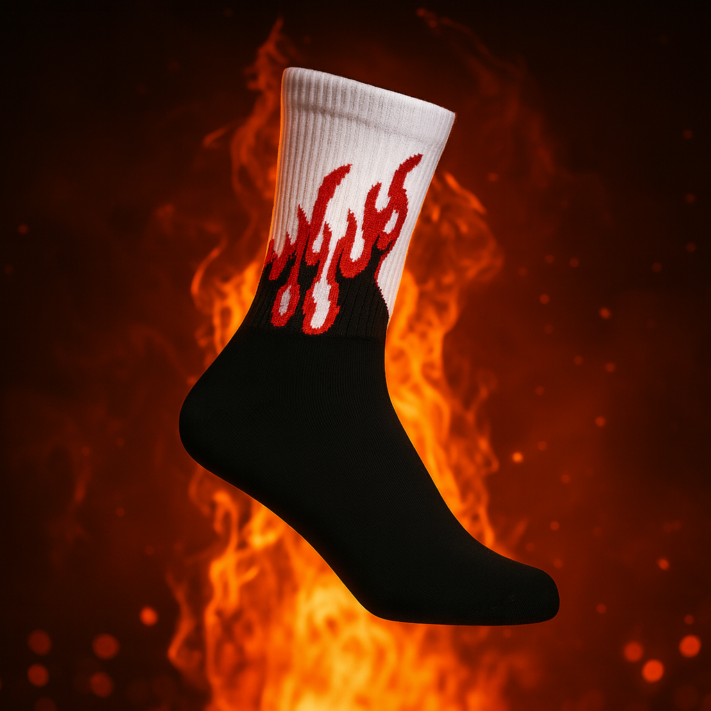 Inferno Blaze Crew Socks | Streetwear Flame Design