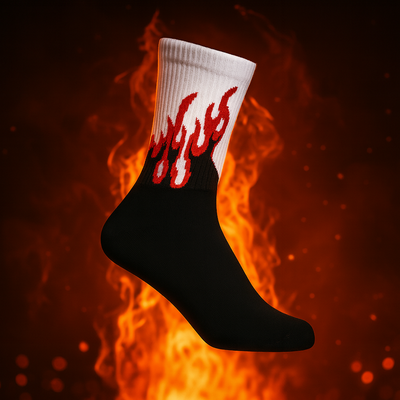 Inferno Blaze Crew Socks | Streetwear Flame Design