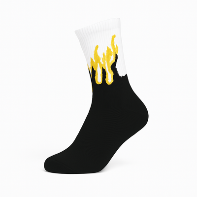 Inferno Blaze Crew Socks Black-Yellow | Streetwear Flame Design