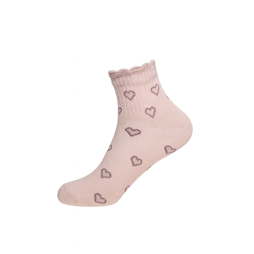 5-Pack Women's Romantic Ruffle Heart Crew Socks - Cozy Cotton Blend