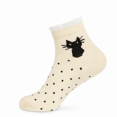 Cute Cat & Polka Dot Ankle Socks (5-Pack) - Pastel Assortment