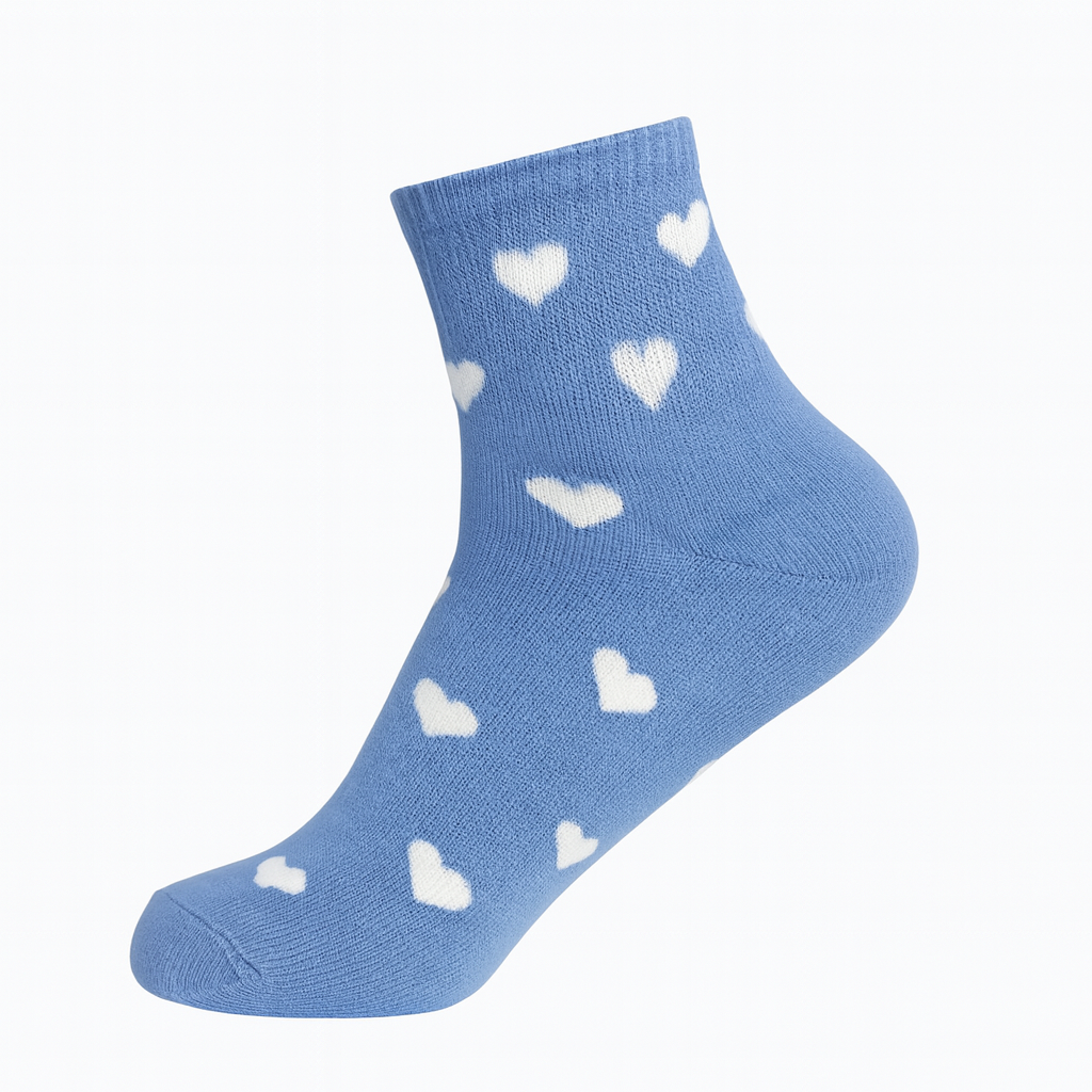 Cozy Heart Print Ankle Socks (6-Pack) - Pastel & Black Assortment
