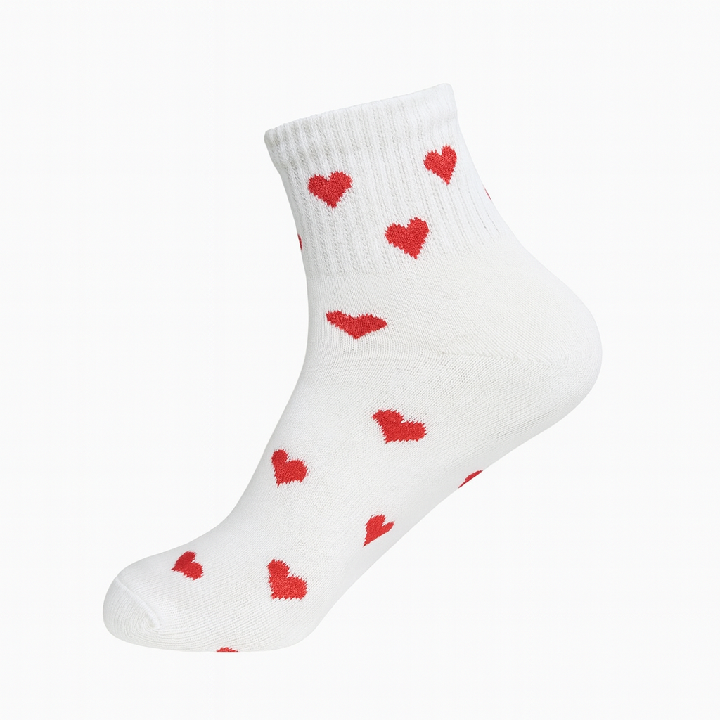 Cozy Heart Print Ankle Socks (6-Pack) - Pastel & Black Assortment