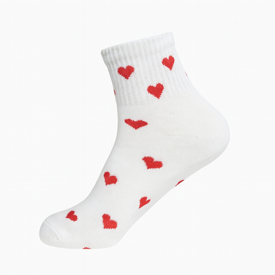Cozy Heart Print Ankle Socks (6-Pack) - Pastel & Black Assortment