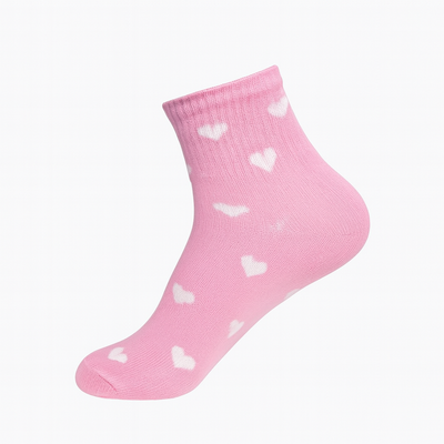 Cozy Heart Print Ankle Socks (6-Pack) - Pastel & Black Assortment