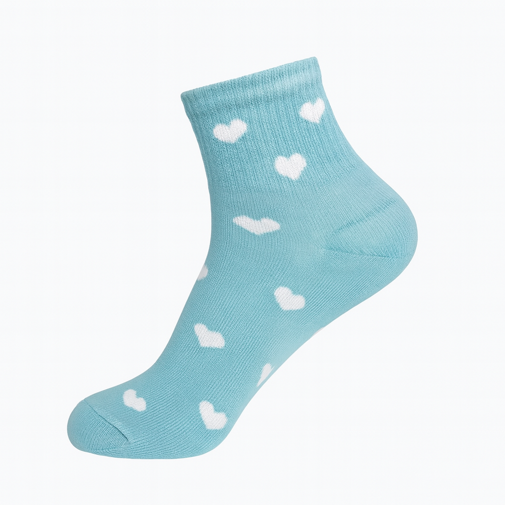 Cozy Heart Print Ankle Socks (6-Pack) - Pastel & Black Assortment
