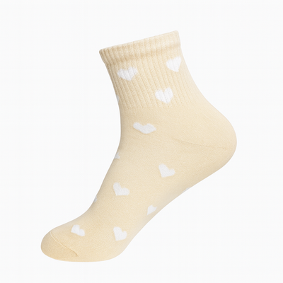 Cozy Heart Print Ankle Socks (6-Pack) - Pastel & Black Assortment