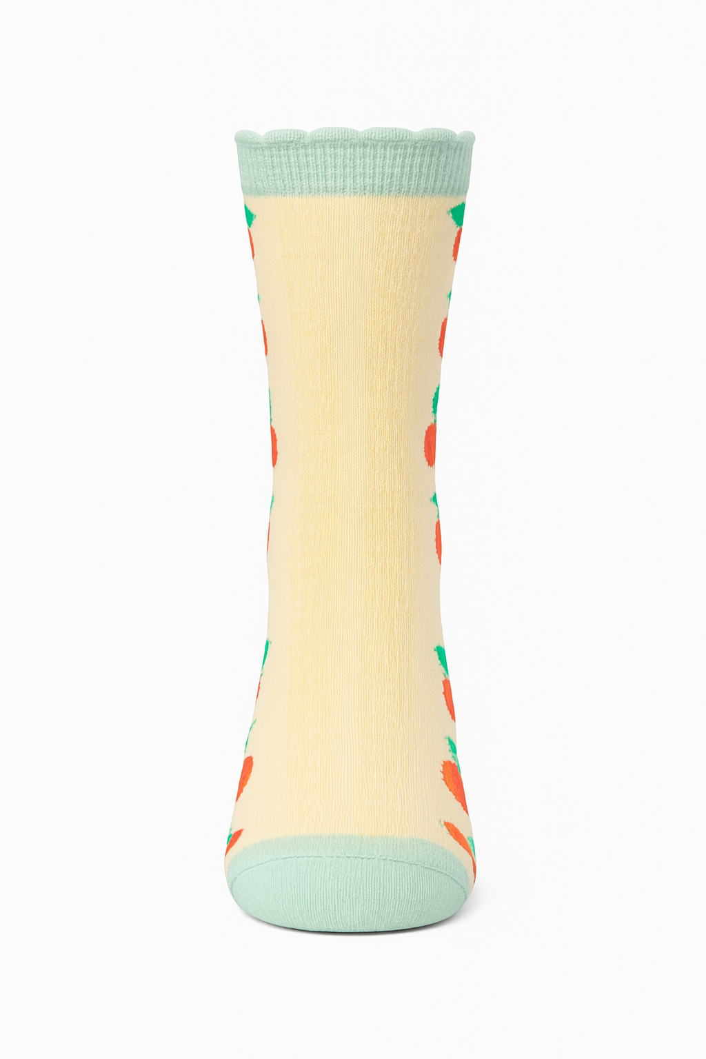 Vintage Cherry Blossom Crew Socks Green | Retro Fruit Print
