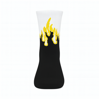 Inferno Blaze Crew Socks Black-Yellow | Streetwear Flame Design