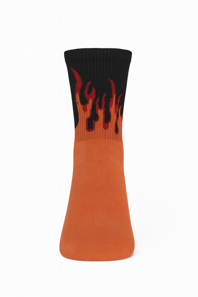 Inferno Blaze Crew Socks Orange-Black | Streetwear Flame Design