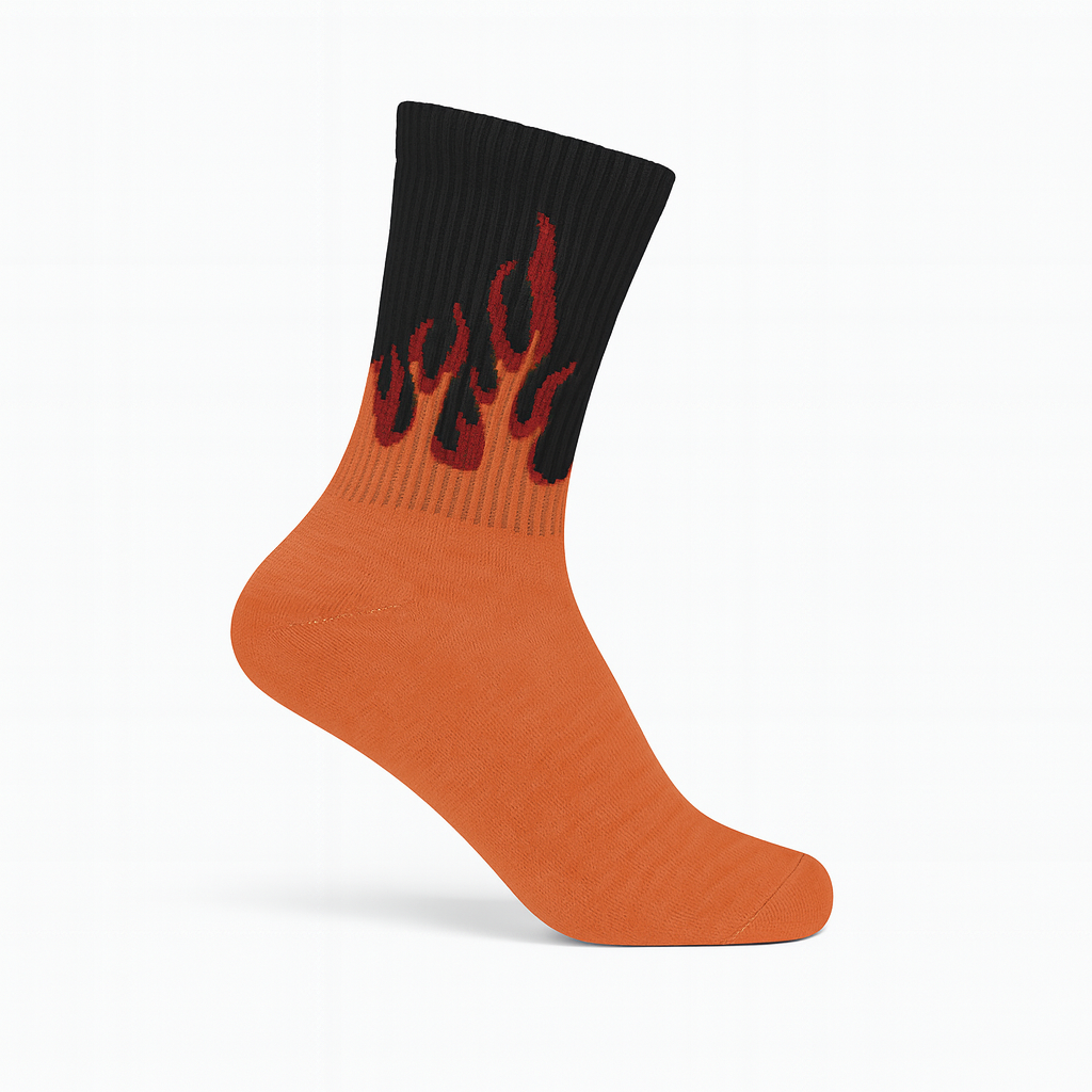 Inferno Blaze Crew Socks Orange-Black | Streetwear Flame Design