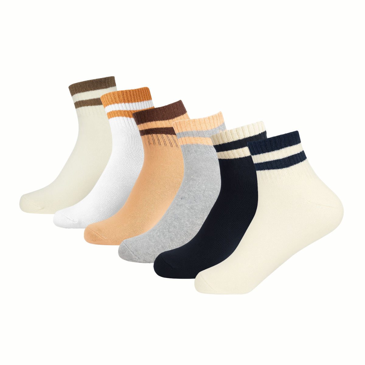 ComfortStripe™ 6-Pack Ankle Socks – Ultra-Soft, Breathable, Retro Athletic Look