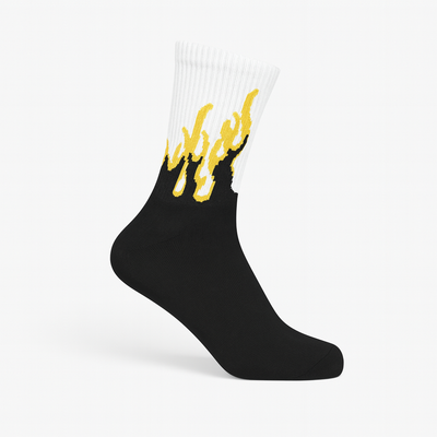 Inferno Blaze Crew Socks Black-Yellow | Streetwear Flame Design